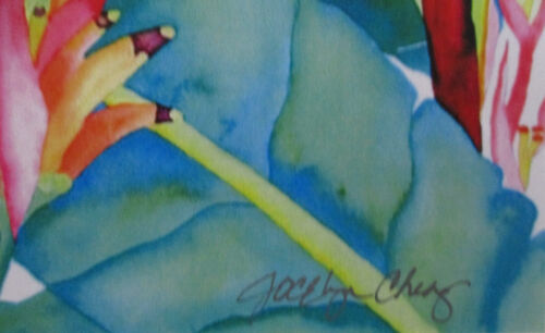 VINTAGE SIGNED BOTANICAL PRINT BY JOCELYN CHENG Matted 16" x 20" Tropical Flower - Picture 3 of 4