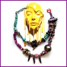 Luxury Necklace Brutalist Jewelry Chunky Modernist Futurist Design Silver Beaded