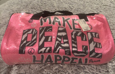 Justice Girl Sequin Duffle Bag Tote Peace