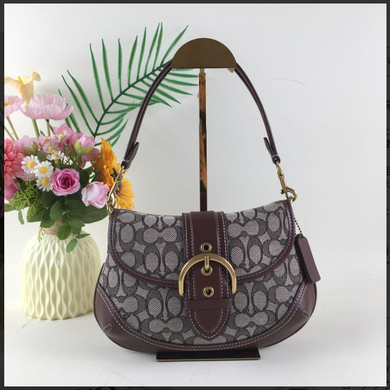バッグ coach handbag signature soho brown Coach CJ814 Maple Brown Soho Signature Jacquard Top Handle