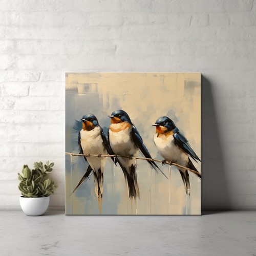 Swallows, Bird Canvas Print, Birds Wall Art, Bird Lover Gift, Nature Art - Picture 4 of 10