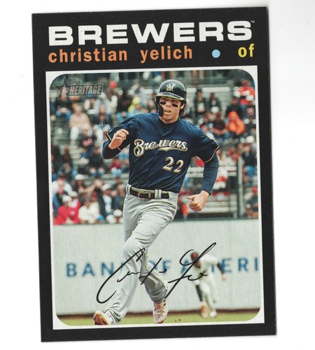 2020 Topps Heritage #174 CHRISTIAN YELICH Brewers Action Image Variation Rare