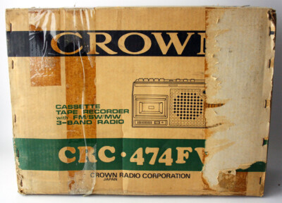 VINTAGE 70'S CROWN 474FW PORTABLE CASSETTE TAPE RECORDER RADIO