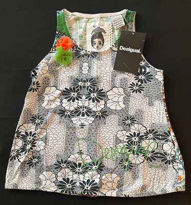 DESIGUAL  Mixed Pattern Top - Black/White/Multi-Color -NWT Girls 5/6