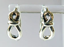 Authentic Pandora Earrings, Silver Infinity Knot Hoops, #298889C00