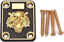 Alnicov Guitar Neck Plate， Guitar Neck Plate Engraved Animal Head Pattern for El