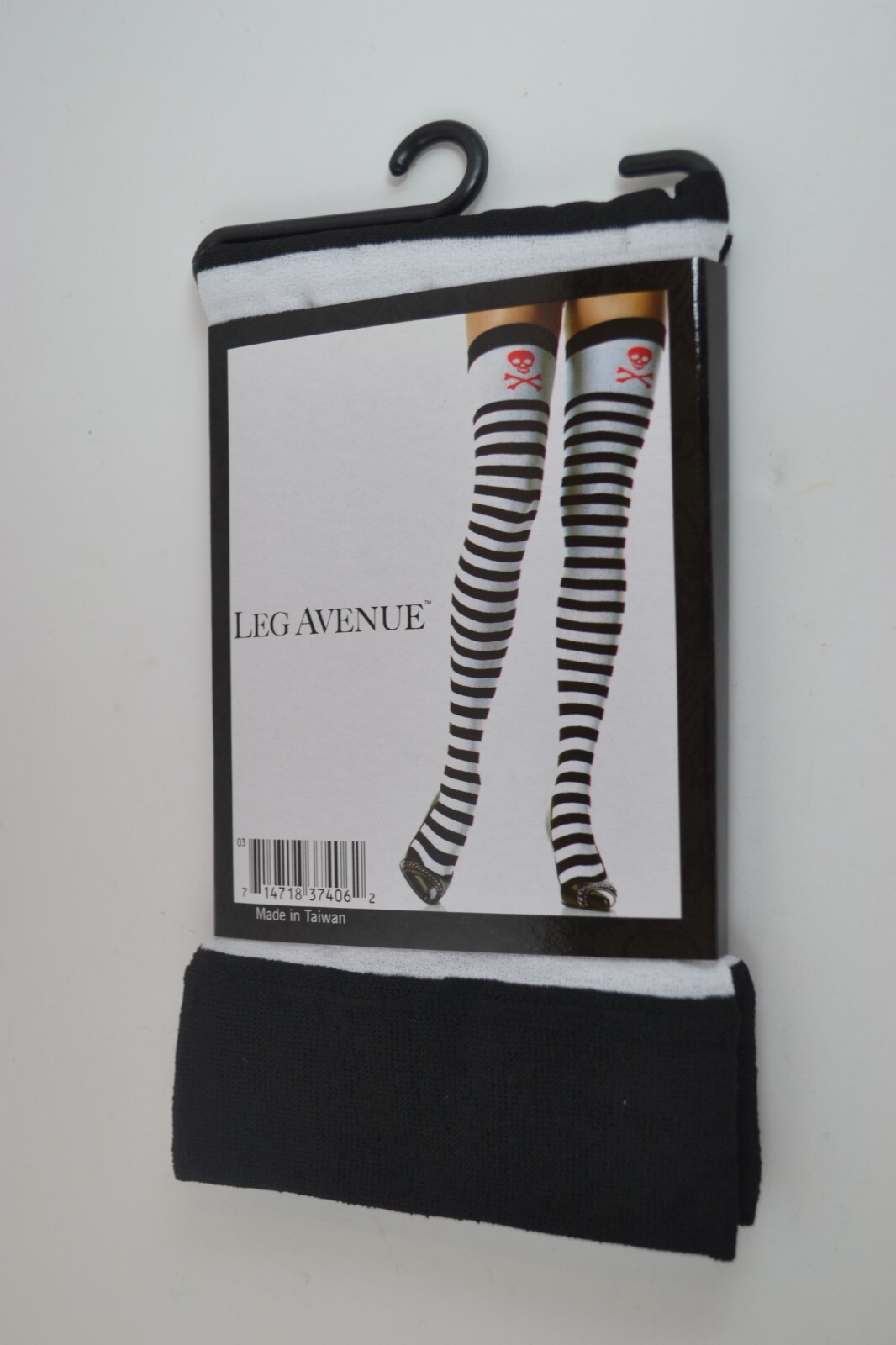 Halloween Pirate  Red Skull & Crossbones Black & White Stripe Stockings Reduced