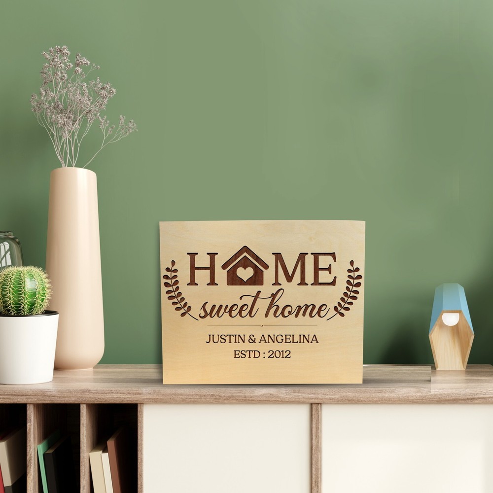 HOME Sweet Home Sign - Wood Home Wall Décor, Farmhouse Home Sign Plaque