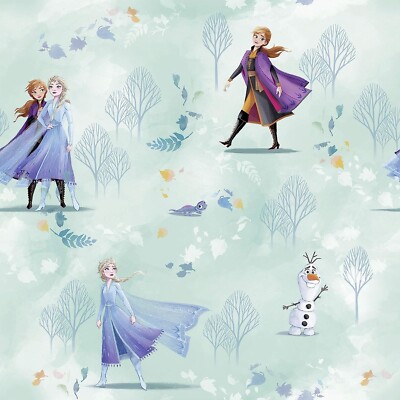Disney Anna & Elsa Vlies Tapetenrolle 53 cm x 10 m Blau Lila Kinderzimmer Frozen