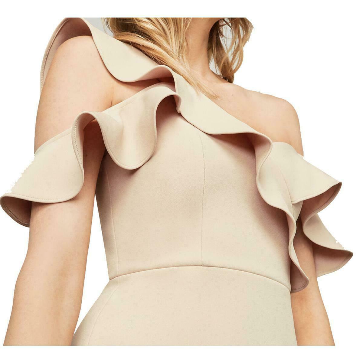 最終SALE!【BCBG MAXAZRIA】オーガンザ レース ベージュ ドレス NWT 398 BCBG MAXAZRIA DRESS OFF SHOULDER BEIGE EVE 0 2 4 6 8