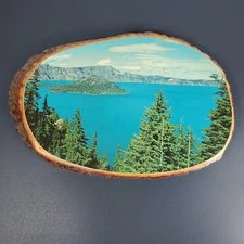 VTG Crater Lake National Park Live Edge Natural Cut Wood Photo Folk Craft Art