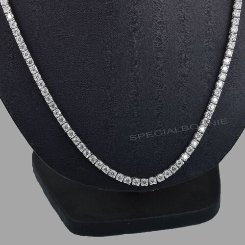 15Ct 3mm White Diamonds Tennis Necklace- Great Sparkle ! FREE Diamond studs! - Picture 2 of 16