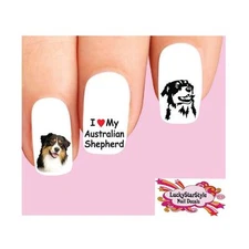 Waterslide Dog Nail Decals Art Set of 20 - Australian Shepherd Assorted