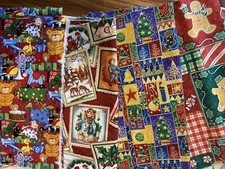 Christmas Fabric - Santa's Workshop by Fabri-Quilt four pieces of 4 patterns