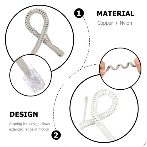 3 Pack Curve Line Phone Cord Landline Telephone Accessory - Zdjęcie 3 z 12
