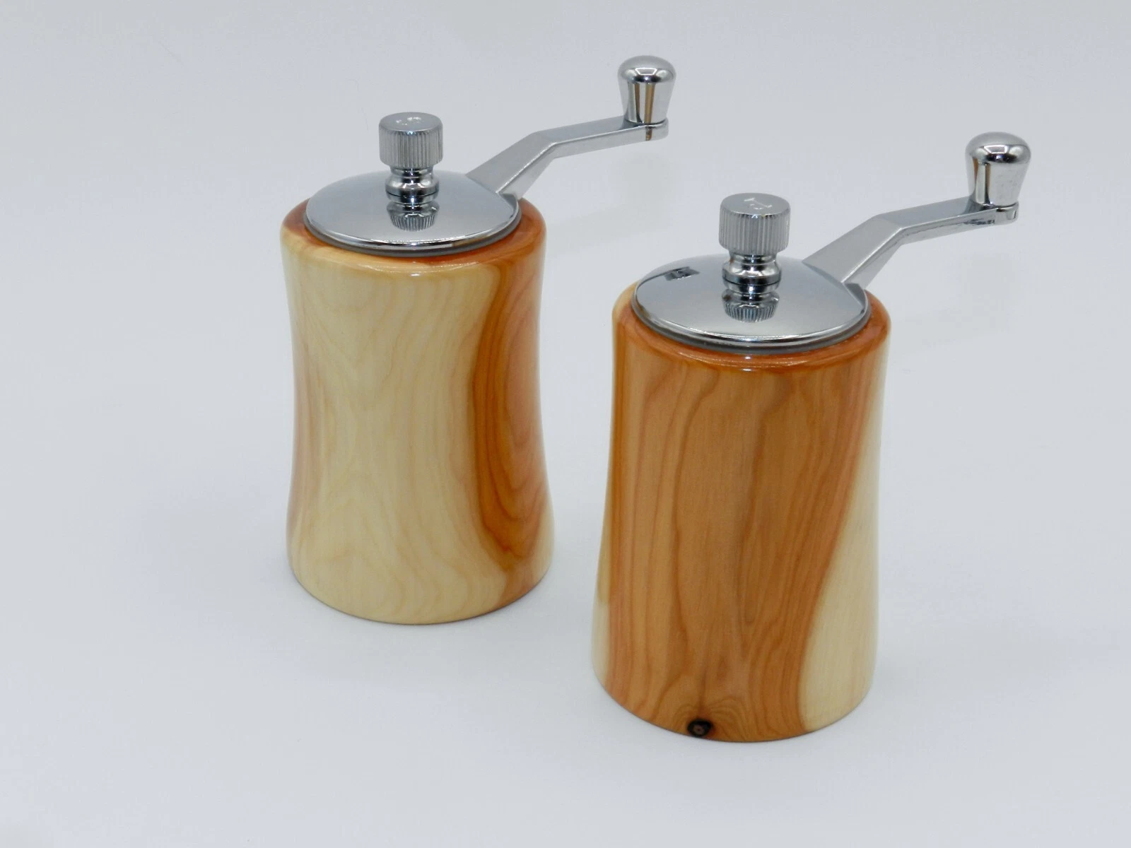 Handmade Crank Top Salt & Pepper Mill Set made with Pacific Yew. Great Gift. #16