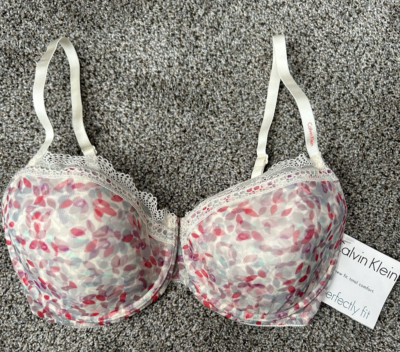 Calvin Klein Perfectly Fit Sheer Balconette Bra   34D Contour Cups Underwire NEW
