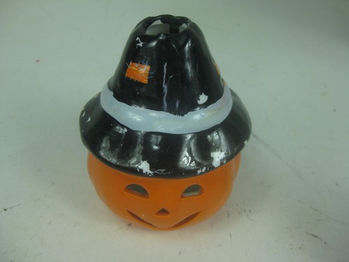 Lanterna Jack O ceramica vintage anni 90 angolo 4 pollici luce votiva Halloween - Foto 4 di 9