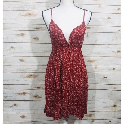 Blush BJ red v neck tie back Elastic waist dress size M