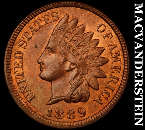 1889 Indian Head Cent- Red Brown- Choice Gem Brilliant Uncirculated+++ #J1166