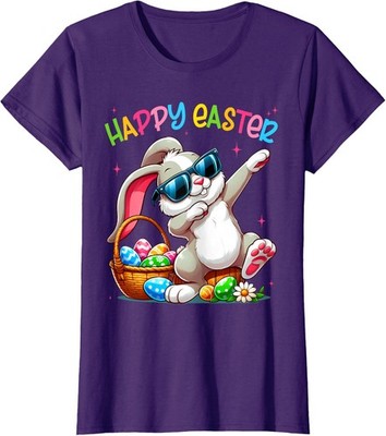 Funny Dabbing Bunny Easter Happy Easter Ladies' Crewneck T-Shirt