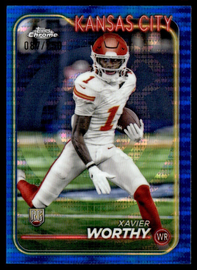 2024 Topps Chrome Blue Sonar Refractor Rookie Xavier Worthy 087/150 #208