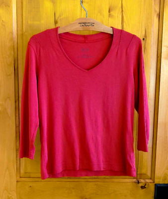 TALBOTS VTG PULLOVER PIMA COTTON 3/4 SLEEVE SIZE S STITCHED SHOULDER ACCENTS
