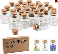 30 x 5ML Kleine Glasflaschen, Reagenzglas mit Korken Gewürzgläser, Mini G