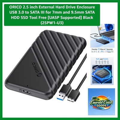 Portable 2.5-Inch Hard Drive Enclosure - Supports 6TB SATA SSD/HDD with UASP