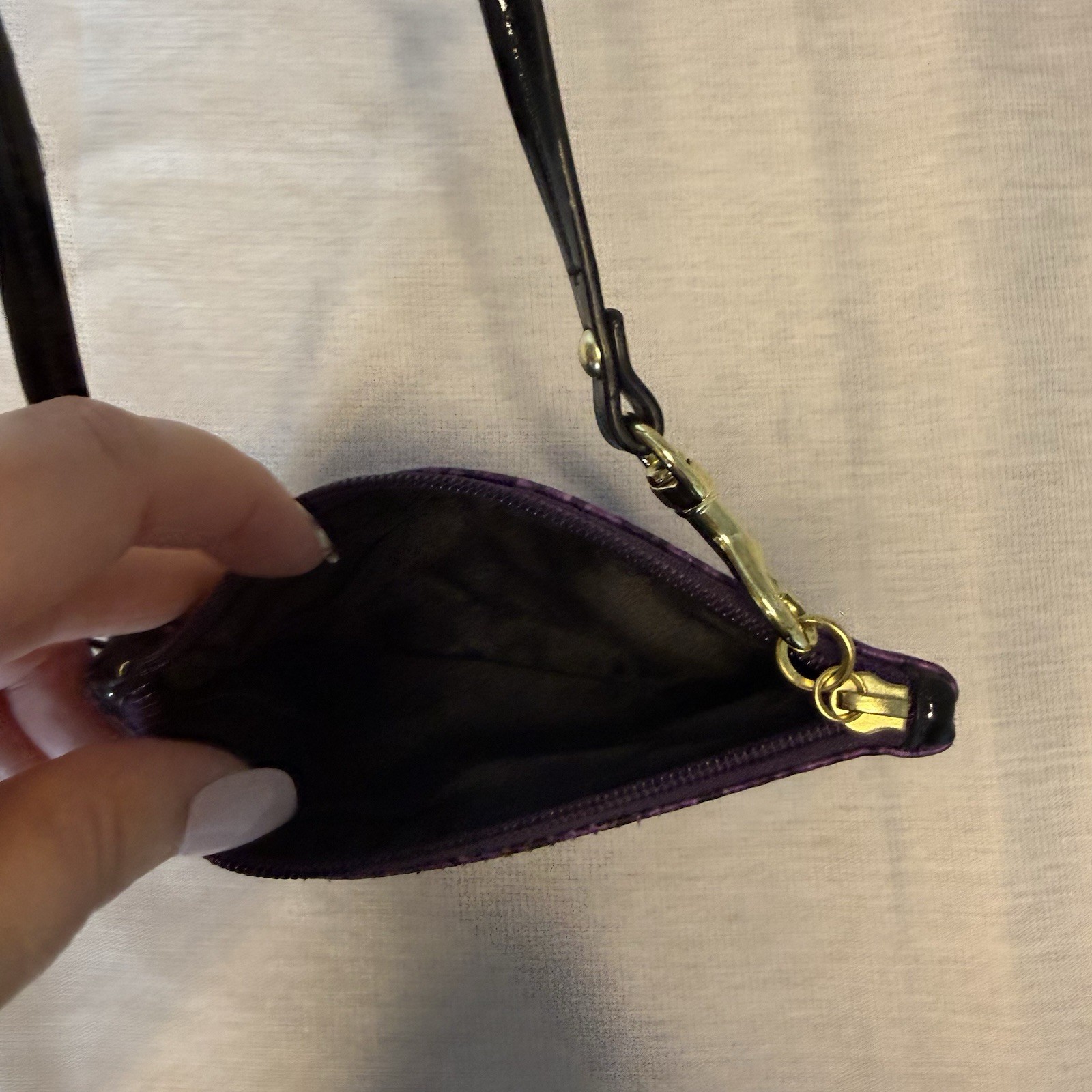 Coach Purple Python Pattern Wristlet – Black Stra… - image 6