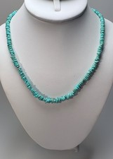 Blue Turquoise Chip Bead Necklace 16 in