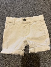 Primark Care Baby Chino Shorts Beige 3-6 Months Cotton Button Closure