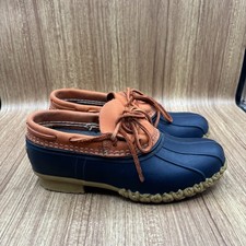 L.L.Bean Rubber Moc Duck Boot Shoes with Leather Details Women s Size 8 Navy Gum