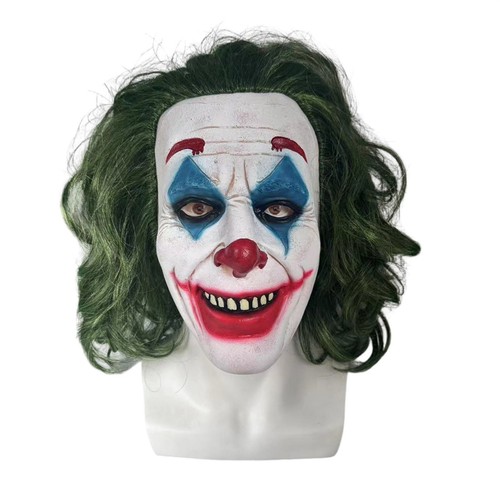 Halloween gruselig böse gruselige Clown Maske Helm Latex grün gehörnt Clown Cosplay - Bild 6 von 7