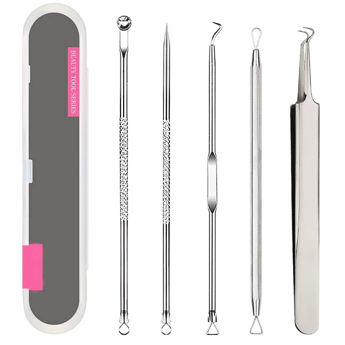 JOLIFILE 9 Pezzi Strumento Di Rimozione Di Punti Neri Estrattore Di Pinzette, Estrattore Di Brufoli Acne Kit Di Strumenti Di Rimozione Di Punti Neri Trattamento Per Macchie Pelle Del Viso Senza Rischi - Foto 8