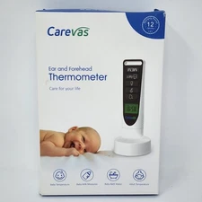 Carevas Ear & Forehead Thermometer, Measures Baby Milk And Bath Water 