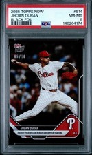 Jhoan Duran Fastest Pitch Phillies 2025 MLB Topps NOW 514 Black Foil /10 PSA 8