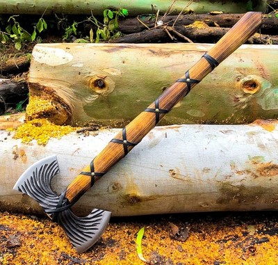 Hand Forged Double Headed Viking Axe - High Carbon Steel Battle Axe Medieval