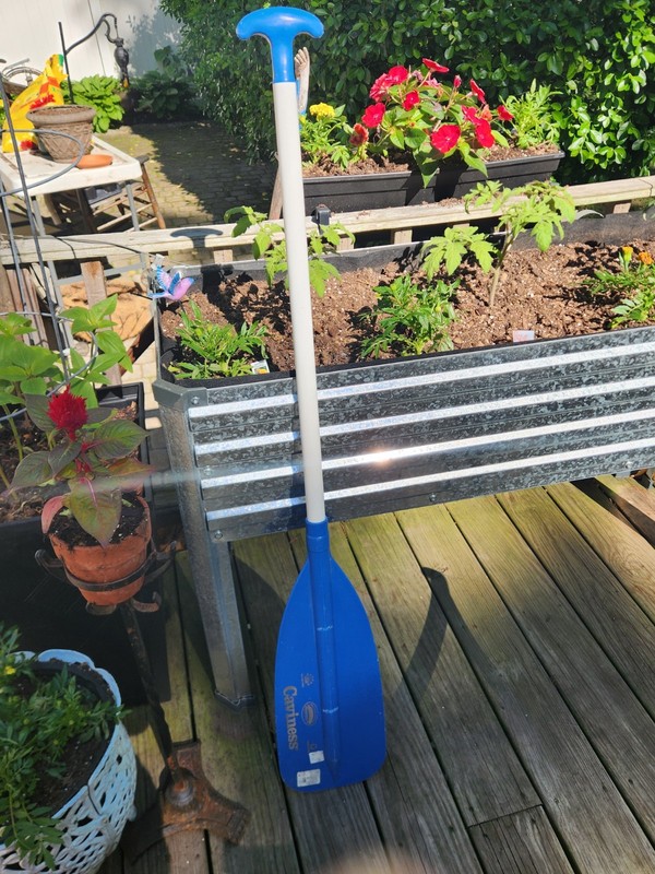 CAVINESS PADDLE FEATHER BRAND 4 FT ALUMINUM COATING HANDLE PLASTIC BLUE