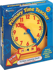 Primary Time Teacher 12-Hour Learning Clock - Teaching Clocks for Kids, Math Man