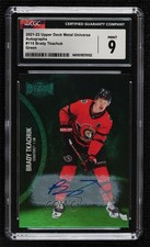 2021-22 Skybox Metal Universe Green 2/10 Brady Tkachuk #115 CGC 9 Mint Auto 0u7i