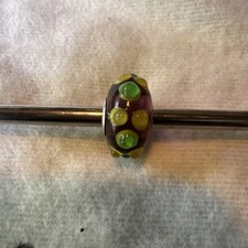 Trollbeads VERY OLD OOAK -PURPLE, GREEN & YELLOW bumpy 