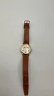 Vintage Timex Moon Phase Watch Unisex 32mm Gold Tone Leather Date WORKS