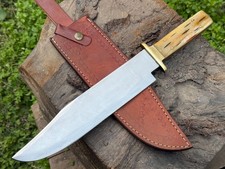 Handmade D2 Steel Custom Hunting Bowie Knife with BONE material Handle