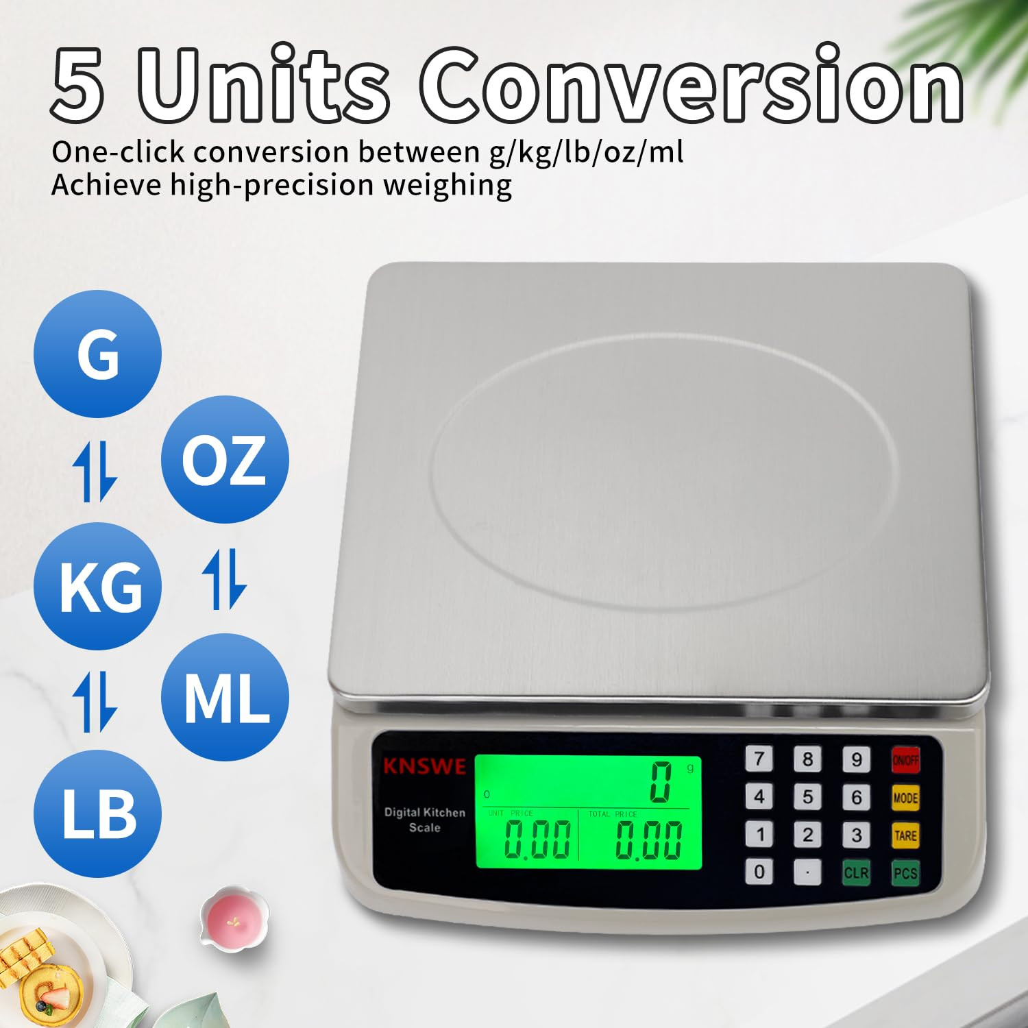Bilancia Digitale Professionale 40Kg | Display LED e Acciaio Inox Top - 3