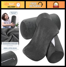 2 Pack Velvet Neck Roll Pillow Covers 16x6 Inches with Zipper, Soft Bolster Case
