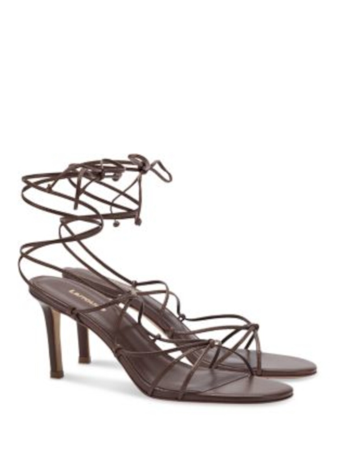 Женские коричневые босоножки LARROUDE с запахом на лодыжке в римском стиле, открытые босоножки на шпильке 7