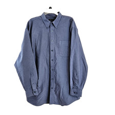 Van Heusen Shirt Mens XLT Blue Button Up Wrinkle Free Stain Shield Long Sleeves
