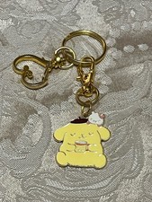 Hello Kitty Pompompurin Keychain Backpack Charm Fob Gold Key Holder Heart Clasp