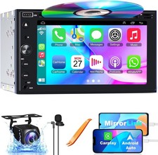 Double Din Car Stereo with Carplay Android Auto, 7 Inch Car Radio with CD/D...